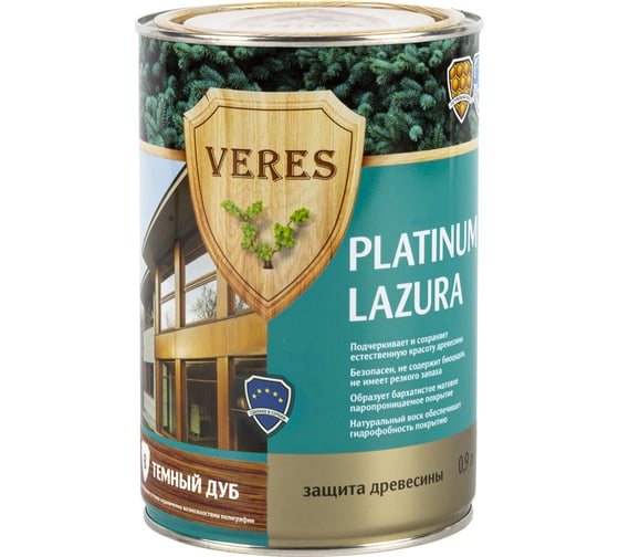 Пропитка Veres Platinum Lazura №8 дуб темный 0.9 л 1/6 48814