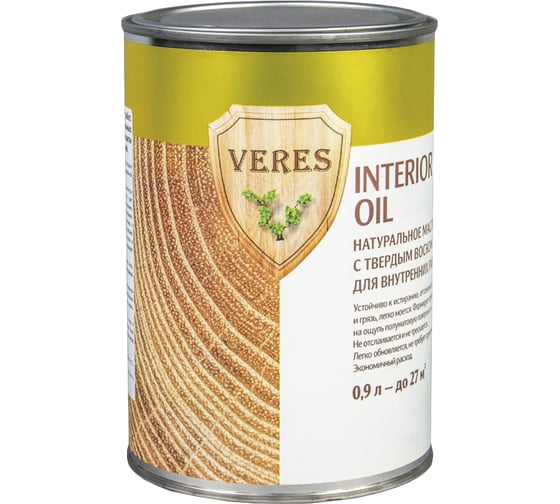 Масло Veres Oil Interior для внутренних работ №17 золотой бор 0.9 л 1/6 52296 1