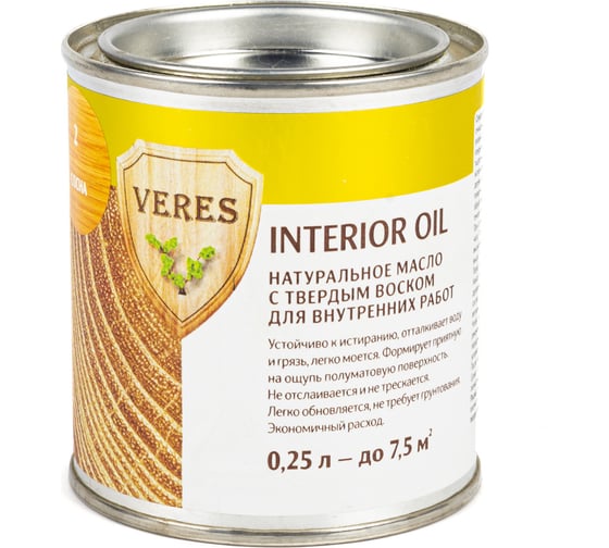Масло Veres Oil Interior для внутренних работ №2 сосна 0.25 л 1/6 52292