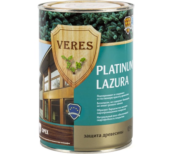 Пропитка Veres Platinum Lazura №4 орех 0.9 л 1/6 48812