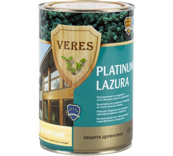 Пропитка Veres Platinum Lazura №1 бесцветный 0.9 л 1/6 48807