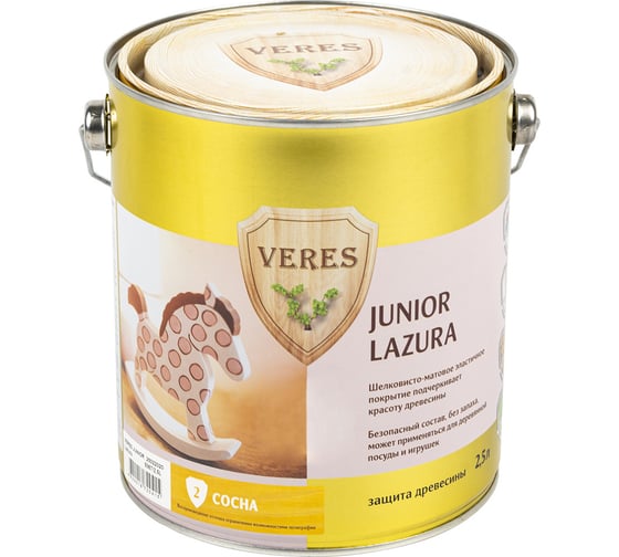 Пропитка Veres Junior Lazura №2 сосна 2.5 л 1/4 48887 1