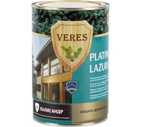 Пропитка Veres Platinum Lazura №9 палисандр 0.9 л 1/6 48815 1