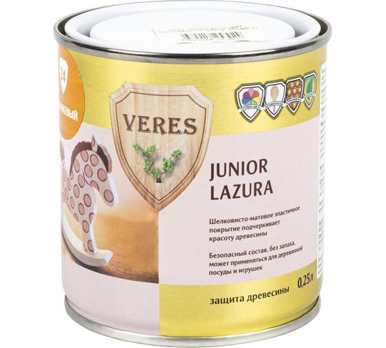 Пропитка Veres Junior Lazura №24 оранжевый 0.25 л 1/6 48861