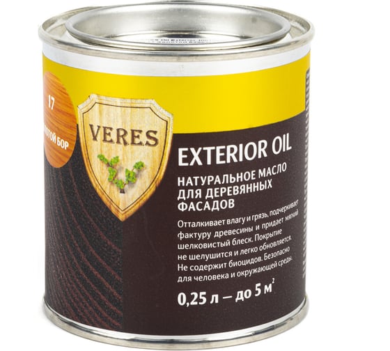 Масло Veres Oil Exterior для наружных работ №17 золотой бор 0.25 л 1/6 52307