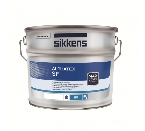 Краска SIKKENS SL ALPHATEX SF акриловая для стен и потолков для вн. работ, матовая, BS W05 5л 5257090 1