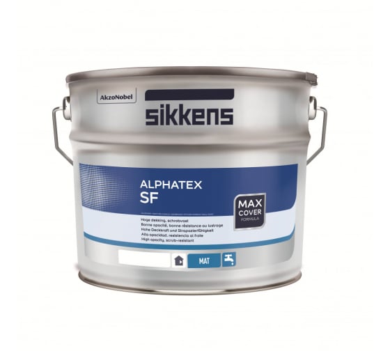 Краска SIKKENS ALPHATEX SF акриловая для стен и потолков для вн. работ, матовая, BS W05 1л 5260456 1