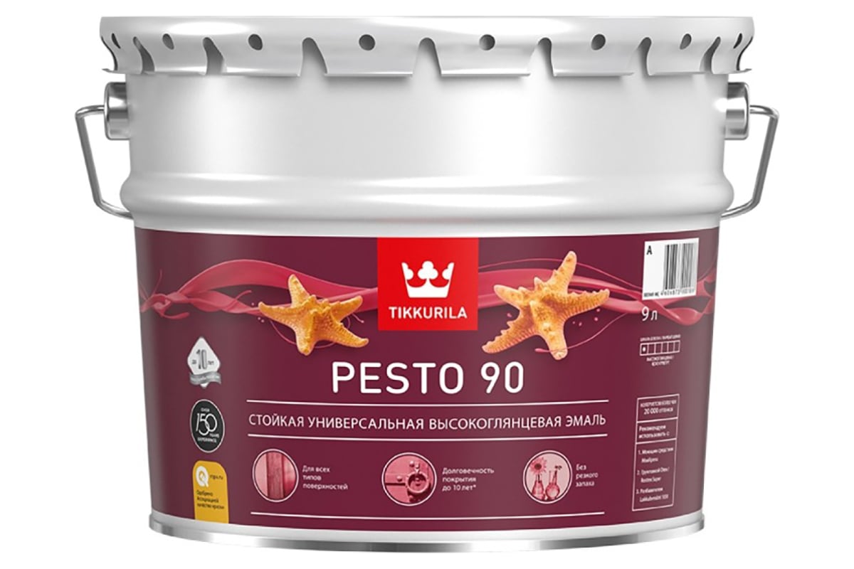 Эмаль Tikkurila PESTO 90 высокоглянцевая, база A, 9 л 700001078 ...