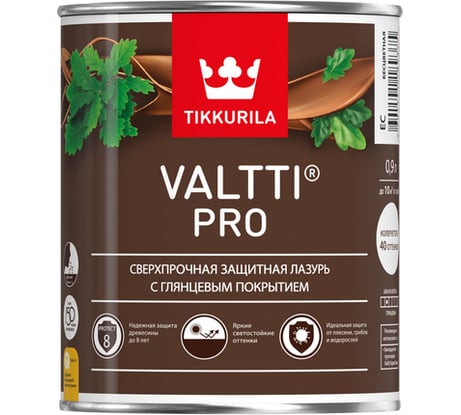 Лазурь Tikkurila VALTTI PRO сверхпрочная, защитная, глянцевая, орегон 0,9л 52785 700010339