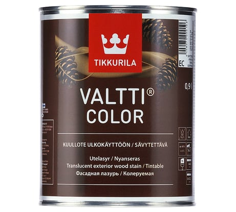 Лазурь TIKKURILA VALTTI COLOR фасадная, колеруемая, на масляной основе 0,9л 29000700110