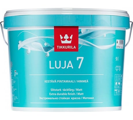 Краска Tikkurila LUJA 7 антигрибковая для влажных помещений, матовая, база A 2,7л 40989