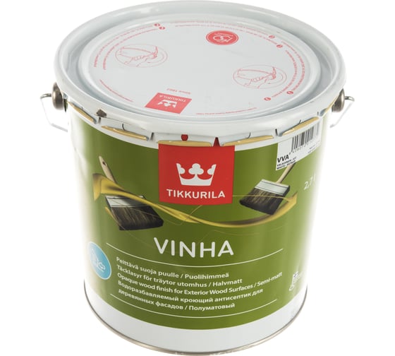 Антисептик TIKKURILA VINHA кроющий, водоразбавляемый, полуматовый, база A 2,7л 30063020130