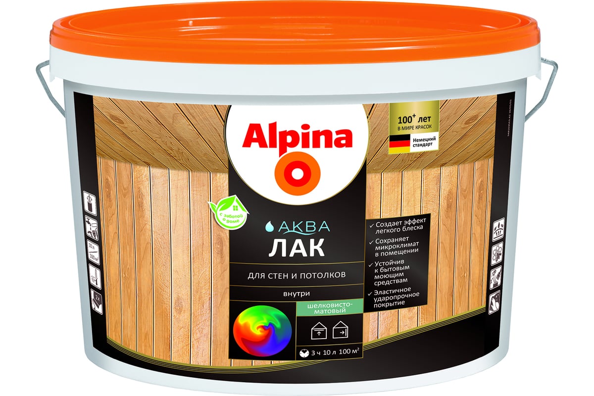 Лак ALPINA SVT AQUA акриловый для стен и потолков шелковисто-матовый ...