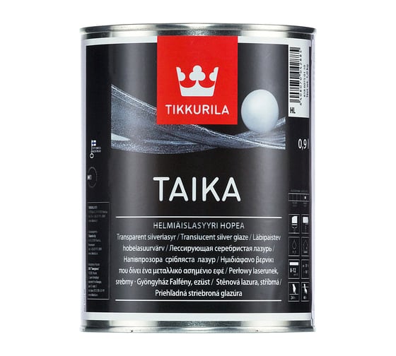 Лазурь TIKKURILA TAIKA перламутровая, лессирующая, база HL, серебристый 0,9л 81860750110