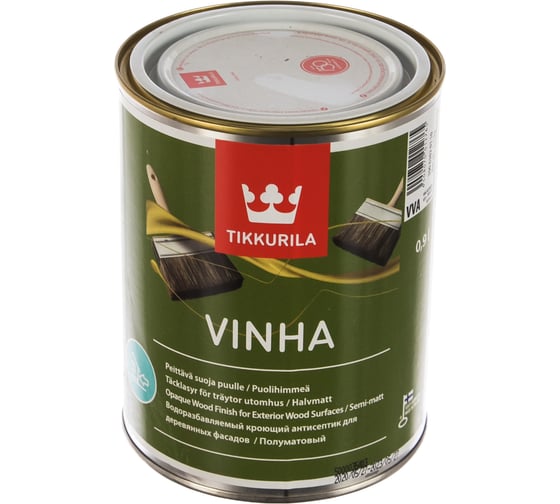 Антисептик TIKKURILA VINHA кроющий, водоразбавляемый, полуматовый, база A 0,9л 30063020110 1