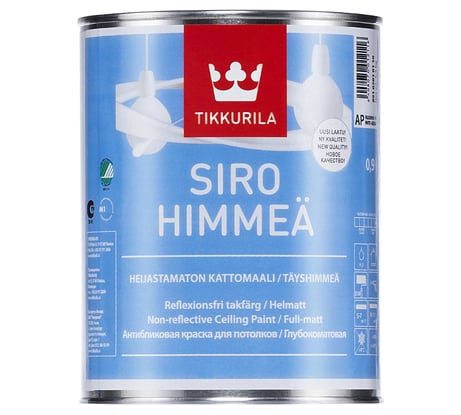 Краска TIKKURILA SIRO HIMMEA для потолков антибликовая, глубокоматовая, белый 0,9 л 89102010110 22694