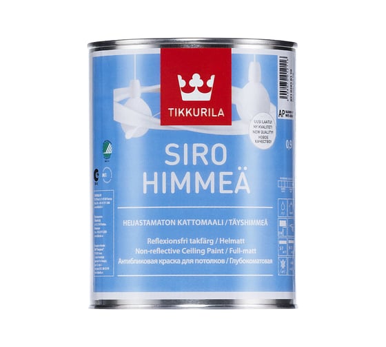 Краска TIKKURILA SIRO HIMMEA для потолков антибликовая, глубокоматовая, белый 0,9 л 89102010110 22694