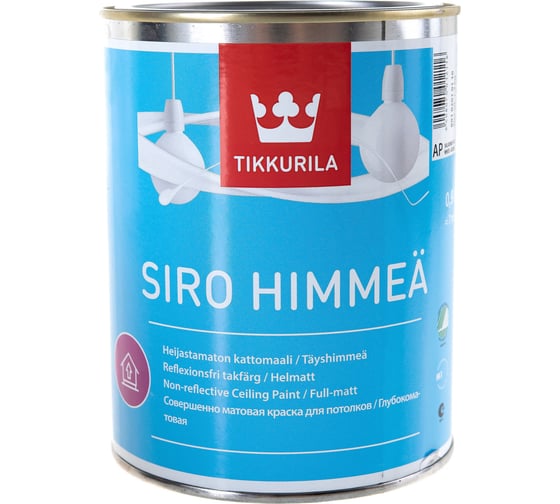 Краска TIKKURILA SIRO HIMMEA для потолков антибликовая, глубокоматовая, белый 0,9 л 89102010110 22694