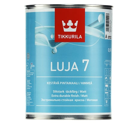 Краска Tikkurila LUJA 7 антигрибковая для влажных помещений, матовая, база A 0,9л 40986