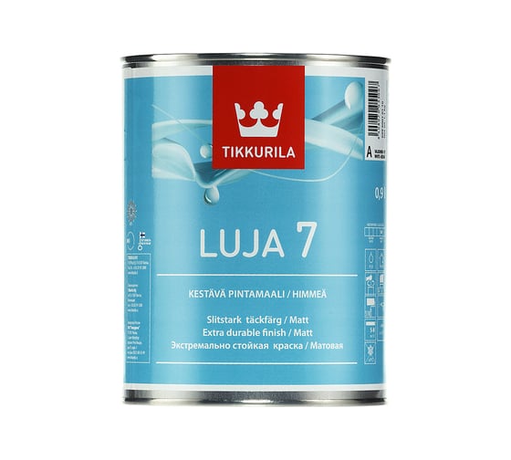 Краска Tikkurila LUJA 7 антигрибковая для влажных помещений, матовая, база A 0,9л 40986