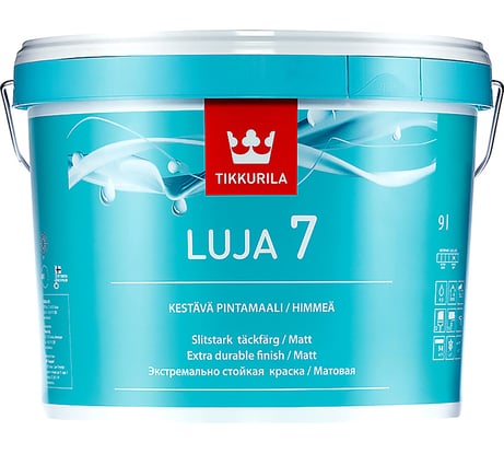Краска Tikkurila LUJA 7 антигрибковая для влажных помещений, матовая, база A 9л 40478