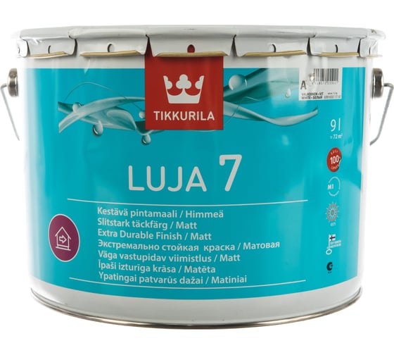 Краска Tikkurila LUJA 7 антигрибковая для влажных помещений, матовая, база A 9л 40478