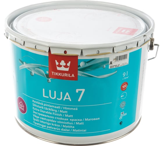 Краска Tikkurila LUJA 7 антигрибковая для влажных помещений, матовая, база A 9л 40478