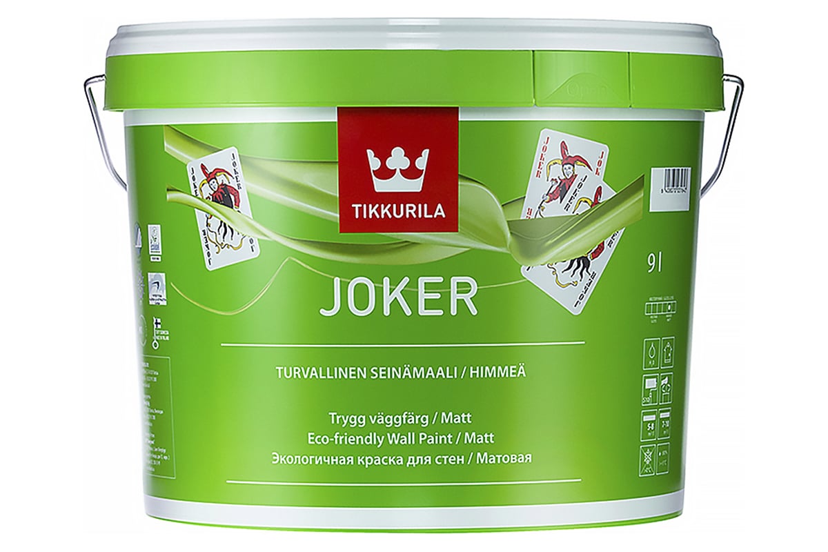 Tikkurila joker краска гипоаллергенная для интерьеров матовая база a 9л