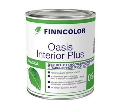 Краска для стен и потолков FINNCOLOR OASIS INTERIOR PLUS влагостойкая, глубокоматовая, база A 9л 700001251