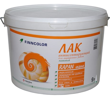 Антисептирующий лак FINNCOLOR RAPAN AQUA  водоразбавляемый, матовый 9л 700001272