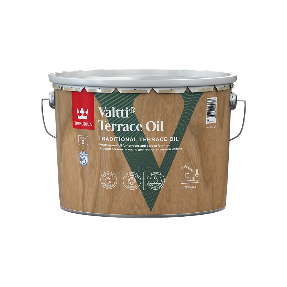 Масло для террас Tikkurila VALTTI TERRACE OIL EC 9л 700010365 - выгодная  цена, отзывы, характеристики, фото - купить в Москве и РФ