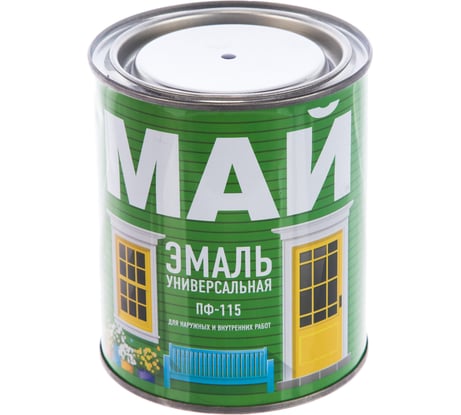 Эмаль ПФ-115 МАЙ для наружных и внутренних работ, черная 0,8кг 205348
