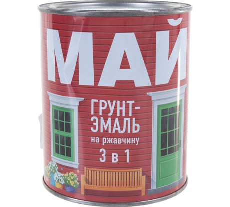 Грунт-эмаль 3 в 1 МАЙ по ржавому и чистому металлу, цвет желтый 0,8кг 205460
