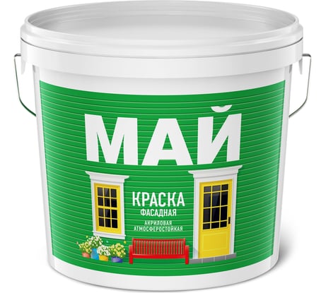 Фасадная акриловая краска МАЙ для наружных и внутренних работ, 13кг О01907