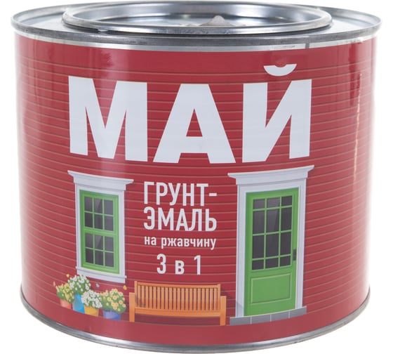 Грунт-эмаль 3 в 1 МАЙ по ржавому и чистому металлу, цвет белый 1,9кг 205477