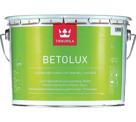Краска TIKKURILA BETOLUX для пола алкидно уретановая, глянцевая, база A 9л 27060010160 22178