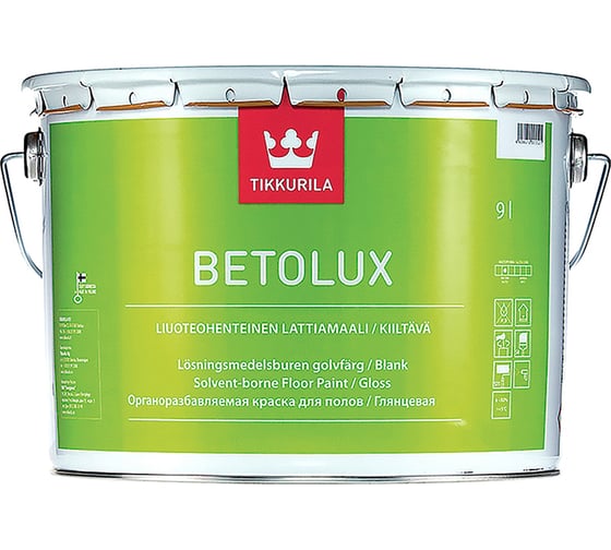 Краска TIKKURILA BETOLUX для пола алкидно уретановая, глянцевая, база A 9л 27060010160 22178