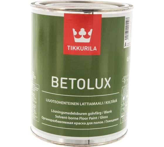 Краска TIKKURILA BETOLUX для пола алкидно уретановая, глянцевая, база A 0,9л 27060010110 22141