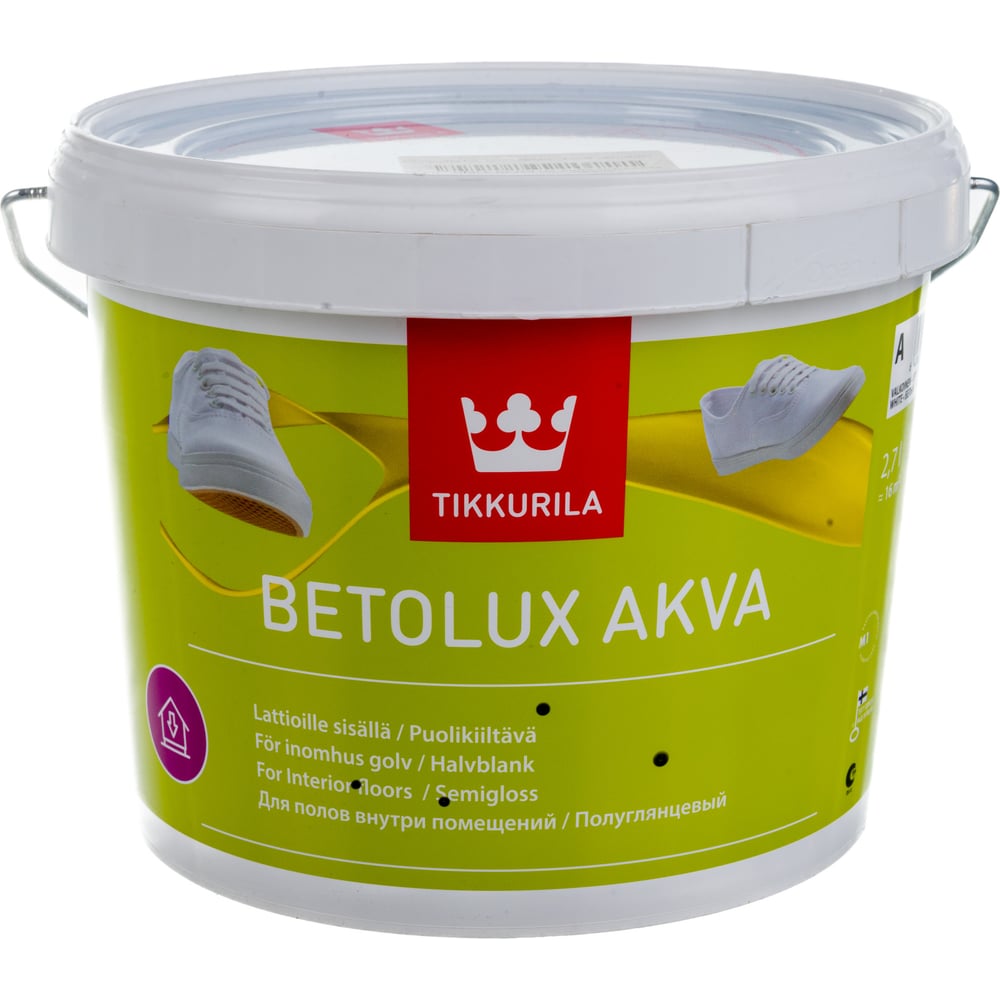 Краска TIKKURILA BETOLUX AKVA для пола водоразбавляемая, полуглянцевая .