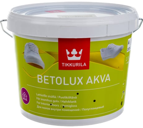 Краска TIKKURILA BETOLUX AKVA для пола водоразбавляемая, полуглянцевая, база A 2,7л 41260010130 26147