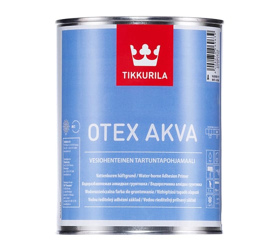 Грунтовка TIKKURILA OTEX AKVA адгезионная, водорастворимая, матовая, база A 0,9л 43V60010110 1