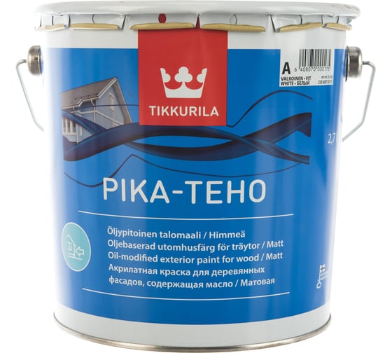 Фасадная краска Tikkurila PIKA TEHO акрилатная с добавлением масла, матовая, база A 2,7л 22112 1