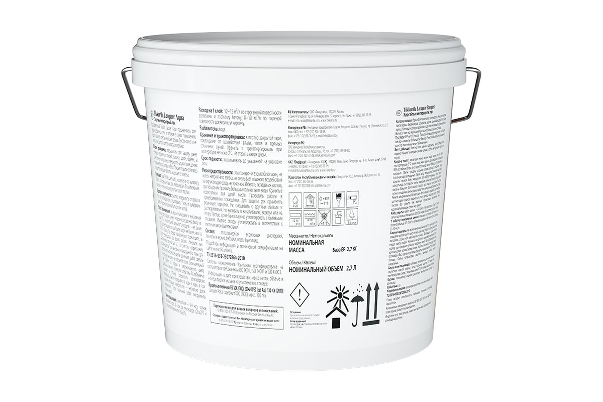 Лак Tikkurila LACQUER AQUA EP интерьерный, полуглянцевый 2,7л 700001140 ...