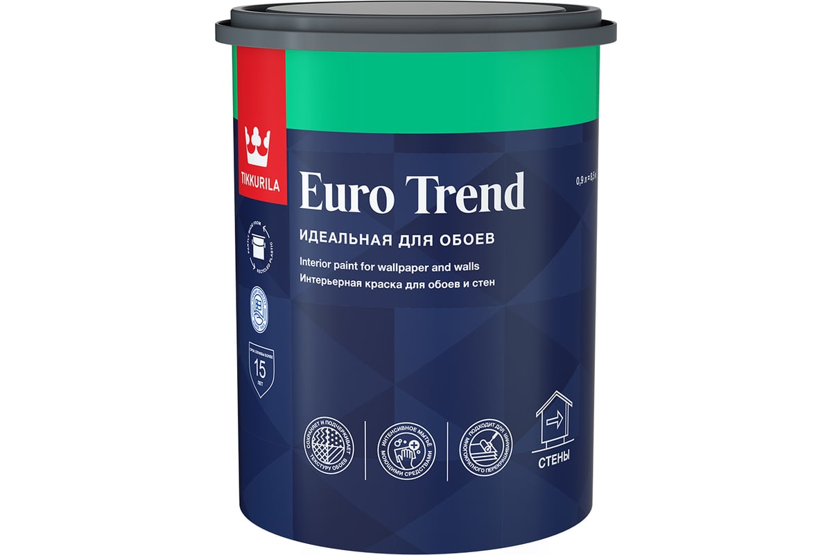 Краска для обоев и стен Tikkurila EURO TREND база A матовая 0,9 л 700009616