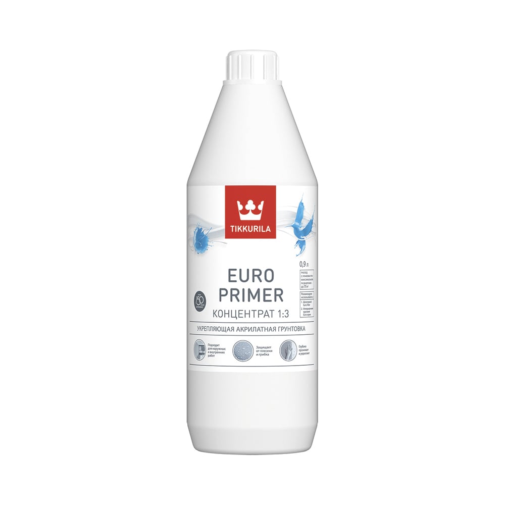 Грунтовка Tikkurila EURO PRIMER 0,9 л 700001236 - выгодная цена, отзывы,  характеристики, фото - купить в Москве и РФ