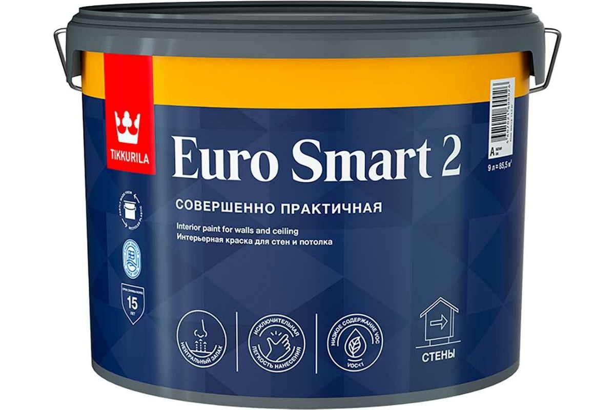 Краска tikkurila euro trend интерьерная для обоев и стен 9 л