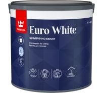 Краска для потолка Tikkurila EURO WHITE глубокоматовая, белая 9л 700009612