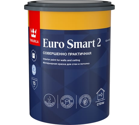 Интерьерная краска Tikkurila EURO SMART 2 база A глубоко матовая 0,9л 700009614