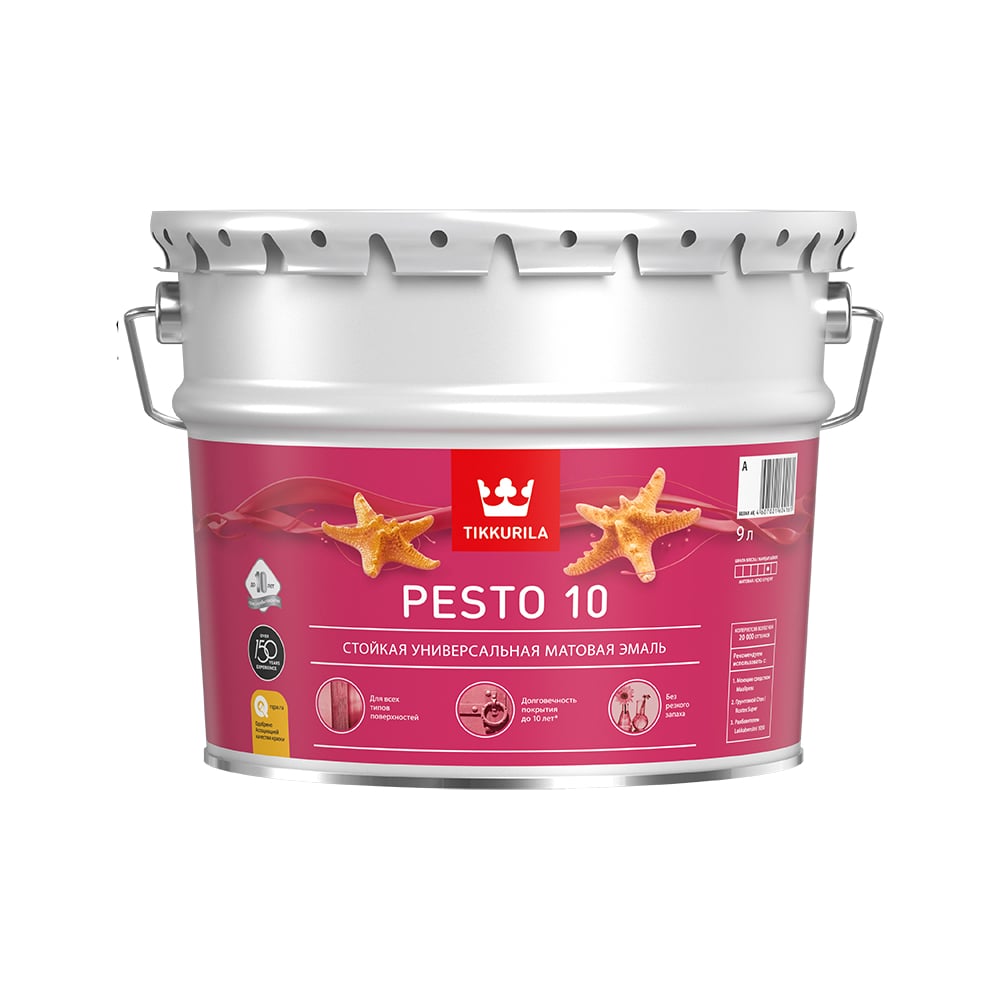 Краска Tikkurila PESTO 10 база A 9 л 700001166 - выгодная цена, отзывы,  характеристики, фото - купить в Москве и РФ