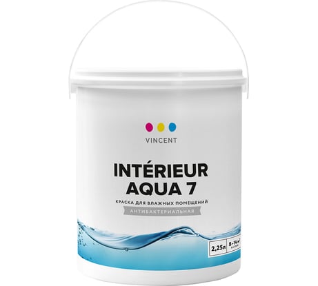 Краска VINCENT INTERIEUR AQUA I 7 для влажных помещений, шелковисто матовая, база A 2,25л 092-140